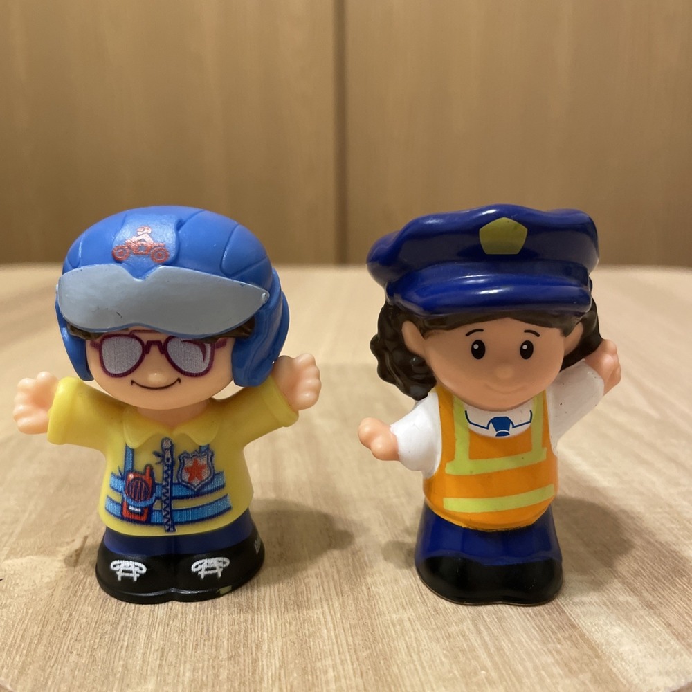 Fisher Price Little People Lot 2 Police Officer Becky Crossing Guard School Bus